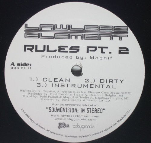 Lawless Element - Rules Part 2 / Love { vinyl }