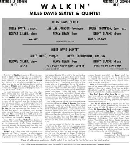 Miles Davis All Stars - Walkin' (original Jazz Classics Series) { vinyl }
