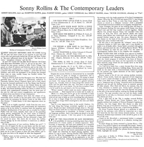 Sonny Rollins - Sonny Rollins and the Contemporary Leaders (Contemporary Records Acoustic Sounds Series) { vinyl }