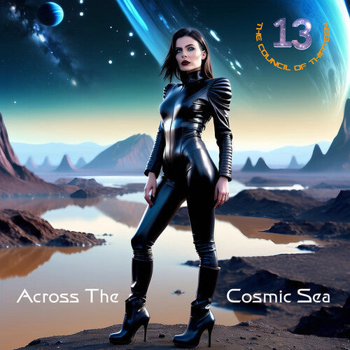 Council of Thirteen - Across the Cosmic Sea - Clear Blue with Fiesta Red Splatter
